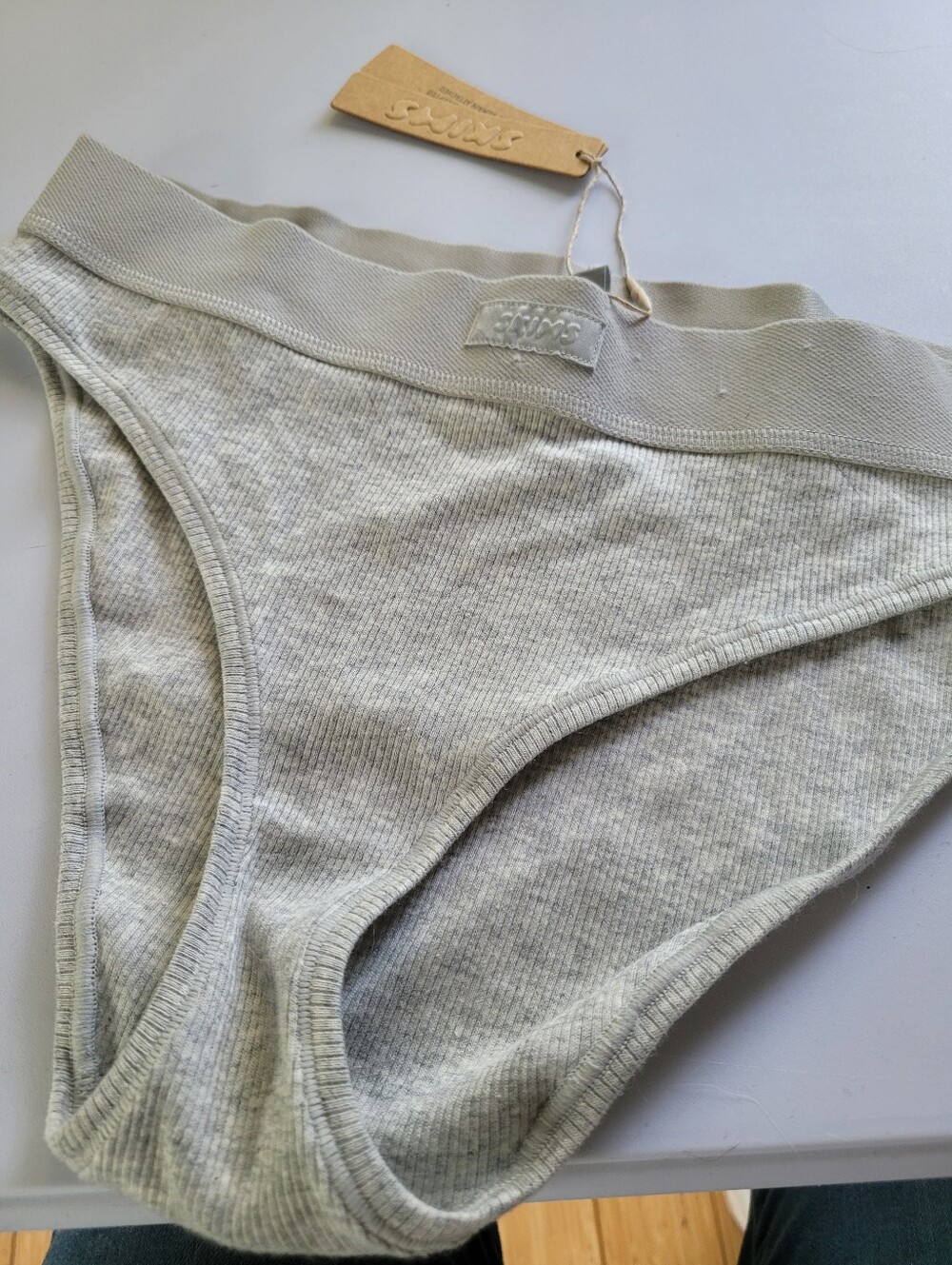 Skims S Light Heather Grey Ribbed women's Bikini Panties